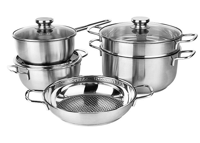 Bộ 5 nồi inox ba đáy nắp kiếng FiveStar FS08CG1 - Hàng chính hãng