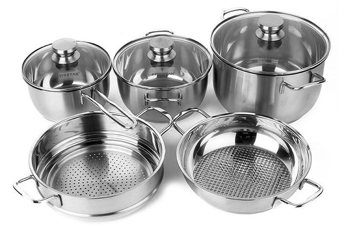 Bộ 5 nồi inox ba đáy nắp kiếng FiveStar FS08CG1 - Hàng chính hãng