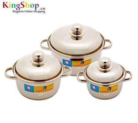 Bộ nồi 3 đáy Happy Cook HL06IC - Hàng chính hãng
