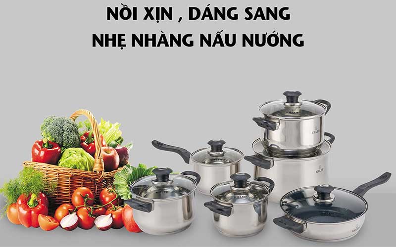 Bộ nồi chảo inox 6 món cao cấp Kieler RW1222 - Hàng chính hãng