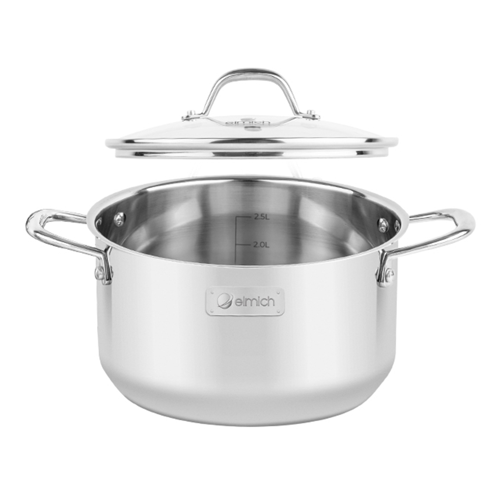Bộ nồi inox liền khối Elmich Trimax EL-3833 size 16, 20, 22cm - Hàng chính hãng