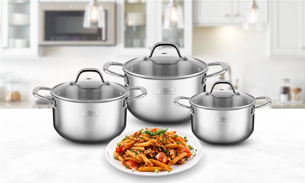 Bộ nồi inox liền khối Elmich Trimax EL-3833 size 16, 20, 22cm - Hàng chính hãng