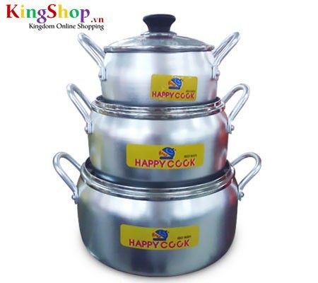 Bộ nồi nhôm táo Happy Cook AP06G  - Hàng chính hãng