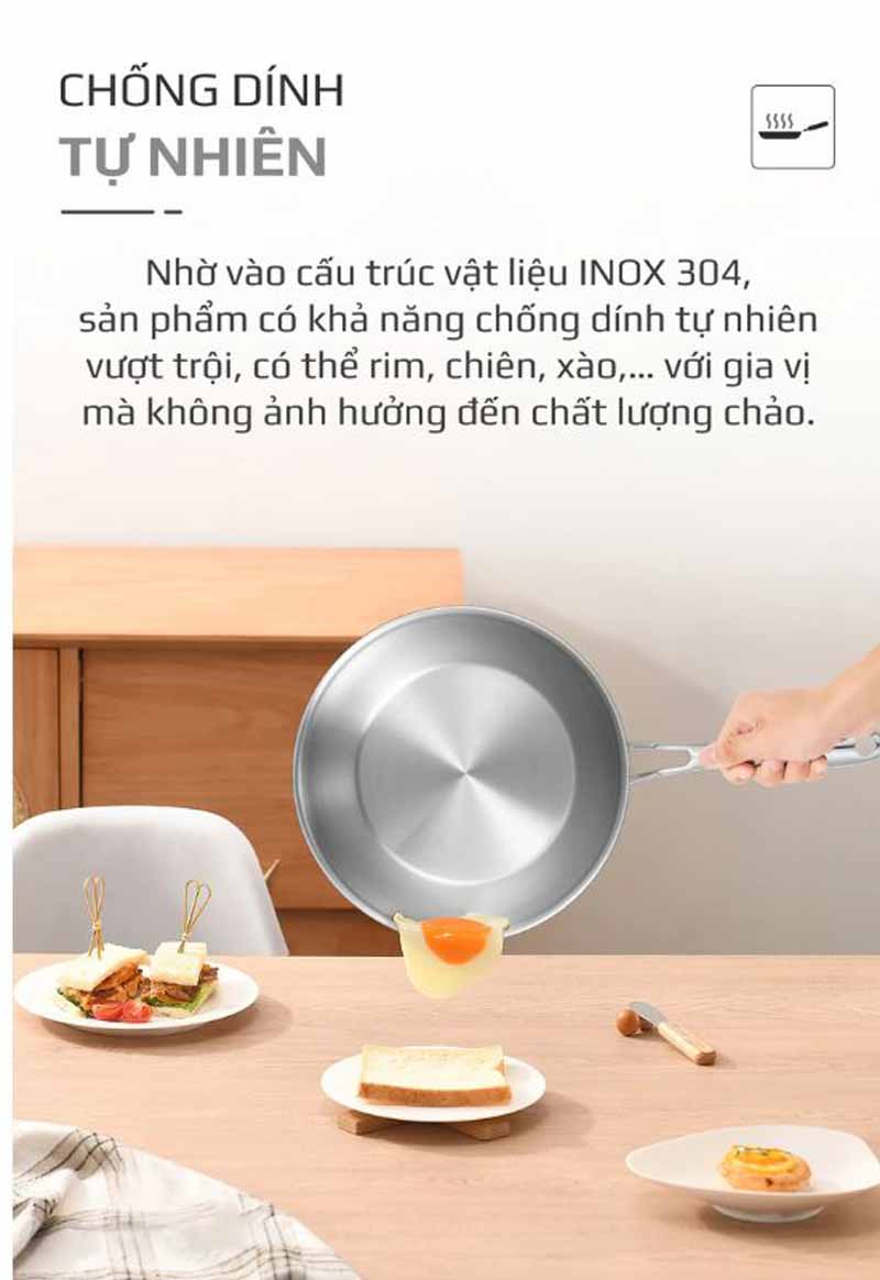 Chảo inox Olivo Steve 2485 (24cm) - Hàng chính hãng
