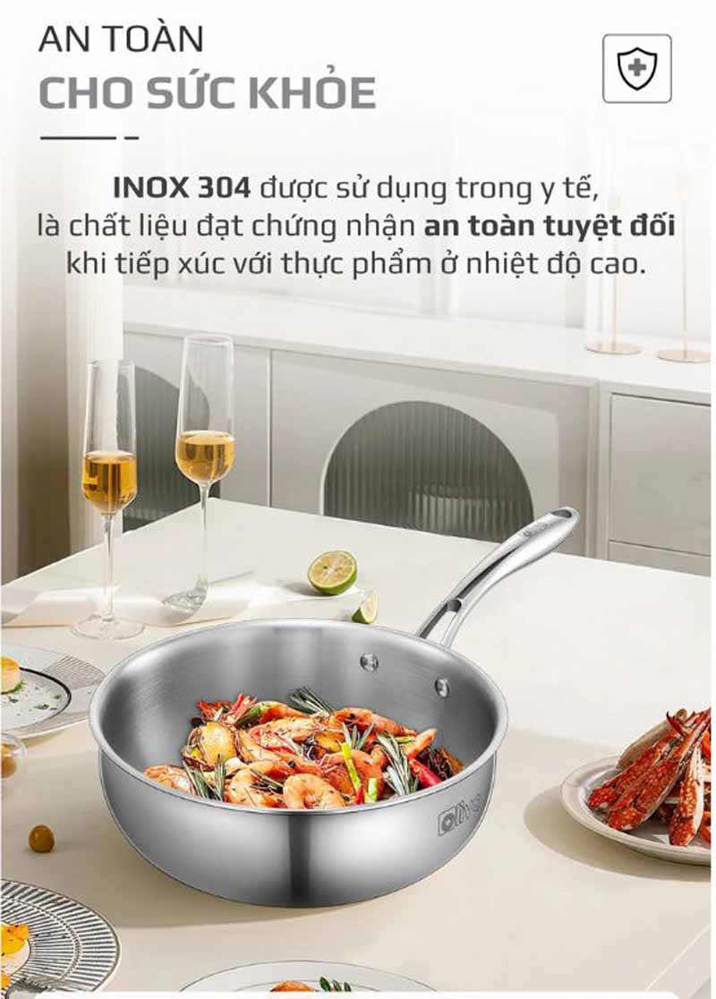 Chảo inox Olivo Steve 2485 (24cm) - Hàng chính hãng