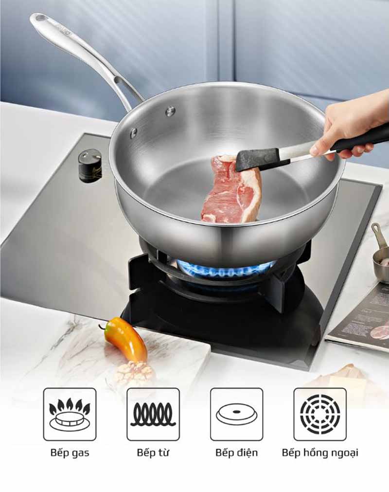Chảo inox Olivo Steve 2485 (24cm) - Hàng chính hãng