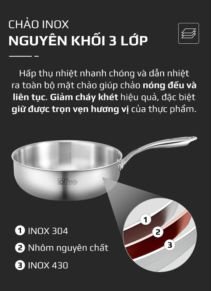 Chảo sâu lòng Olivo STEVE 2685 - Hàng chính hãng