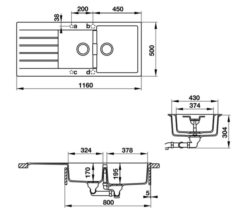 Chậu đá Hafele Antonius HS-GDD11650 570.35.470 - Hàng chính hãng
