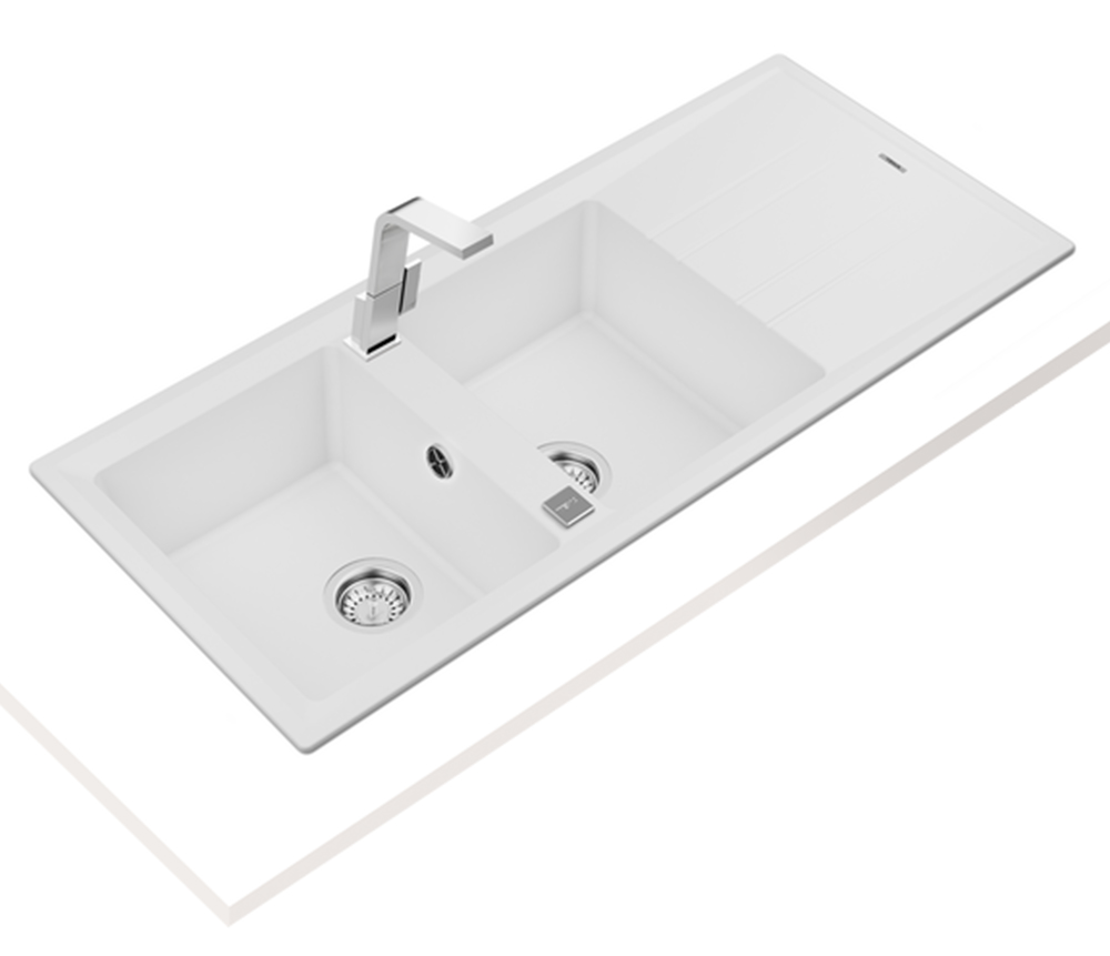 Chậu rửa chén Teka STONE 80 B-TG 2B 1D White - Hàng chính hãng