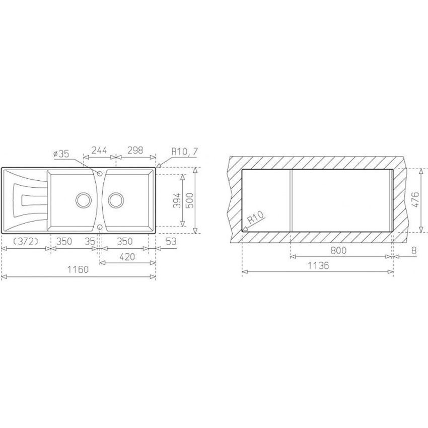 Chậu rửa bát Teka UNIVERSO 2B 1D GT - Hàng chính hãng