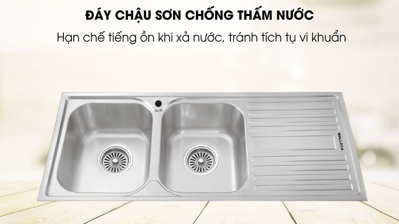 Chậu rửa chén 2 ngăn Malloca MS-1025R NEW - Hàng chính hãng