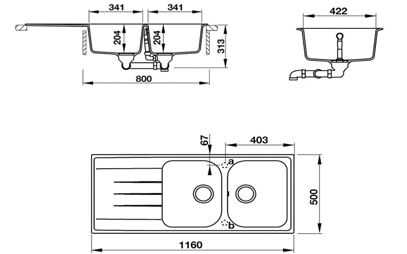 Bồn rửa chén bằng đá Hafele Julius HS-GDD11650/ 570.35.360 - Hàng chính hãng