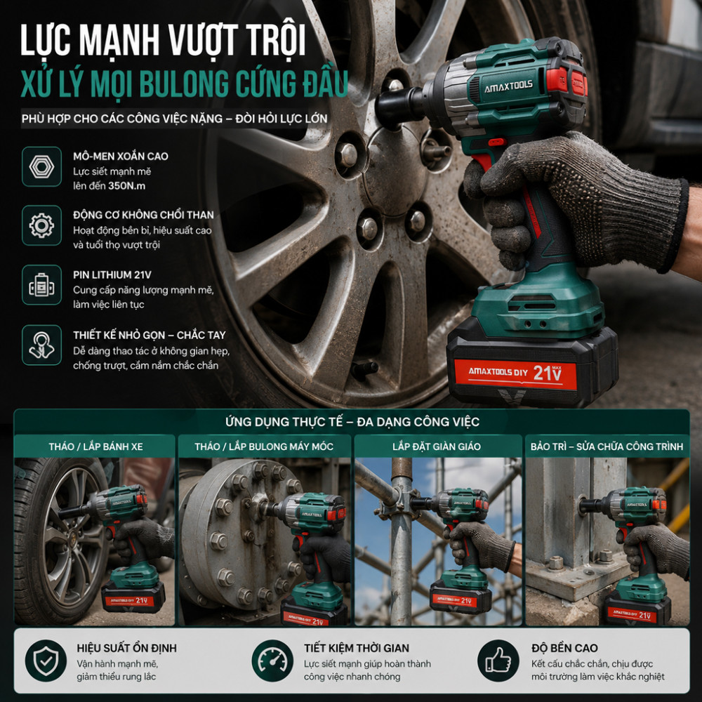Combo máy siết bulong và vặn vít Amaxtools AV25014 - Hàng chính hãng