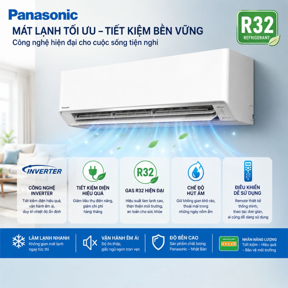Điều hòa 1 chiều Inverter Panasonic 24.000 BTU CU/CS-RU24CKH-8D - Hàng chính hãng