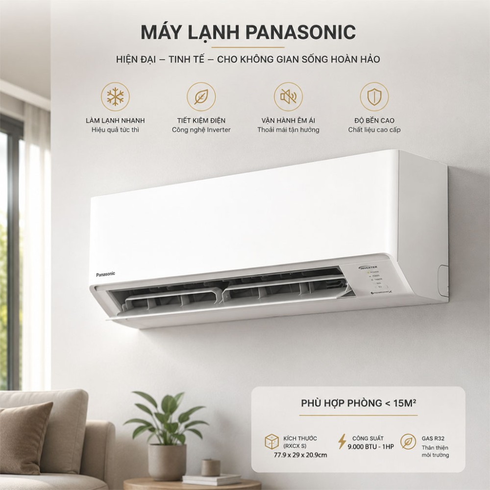Điều hòa 1 chiều Inverter Panasonic 9.000 BTU CU/CS-RU9CKH-8D - Hàng chính hãng