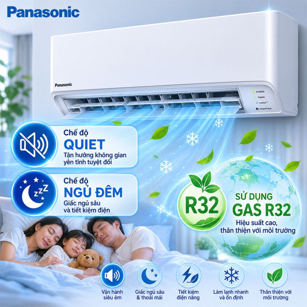 Điều hòa 1 chiều Panasonic 12.000BTU CU/CS-N12AKH-8 - Hàng chính hãng