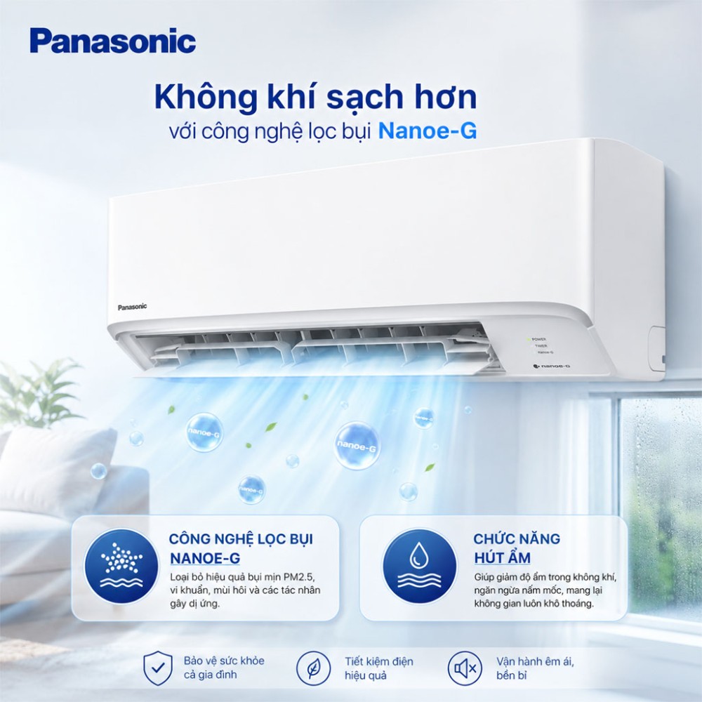 Điều hòa 1 chiều Panasonic 12.000BTU CU/CS-N12AKH-8 - Hàng chính hãng