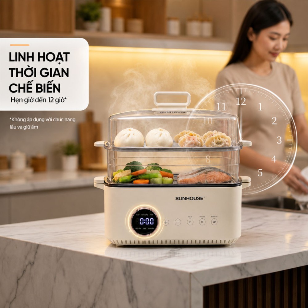 Lẩu hấp đa năng 14.5L Sunhouse SHD4593 - Hàng chính hãng