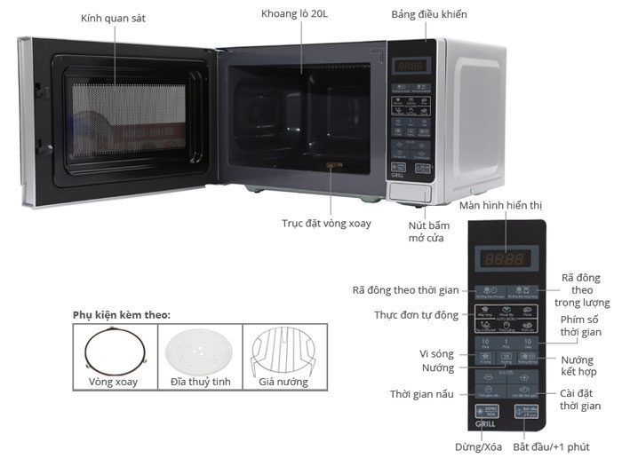 Lò vi sóng điện tử có nướng Sharp R-G572VN-S - Hàng chính hãng