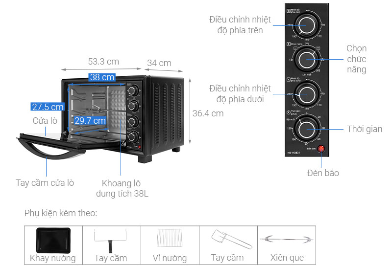 Lò nướng Panasonic NB-H3801KRA - Hàng chính hãng