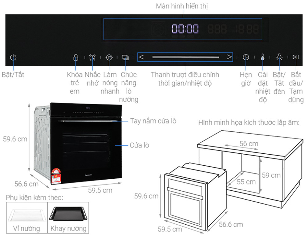 Lò nướng âm tủ Panasonic HL-CX672BYUE  - Hàng chính hãng