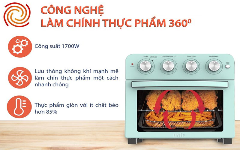 Lò nướng kiêm nồi chiên không dầu Unie Q37 - Hàng chính hãng