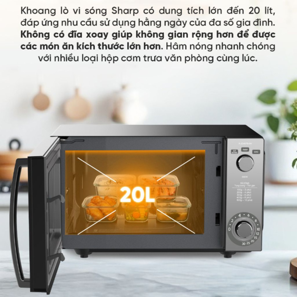 Lò vi sóng 20L Sharp R-2046FB-BK - Hàng chính hãng