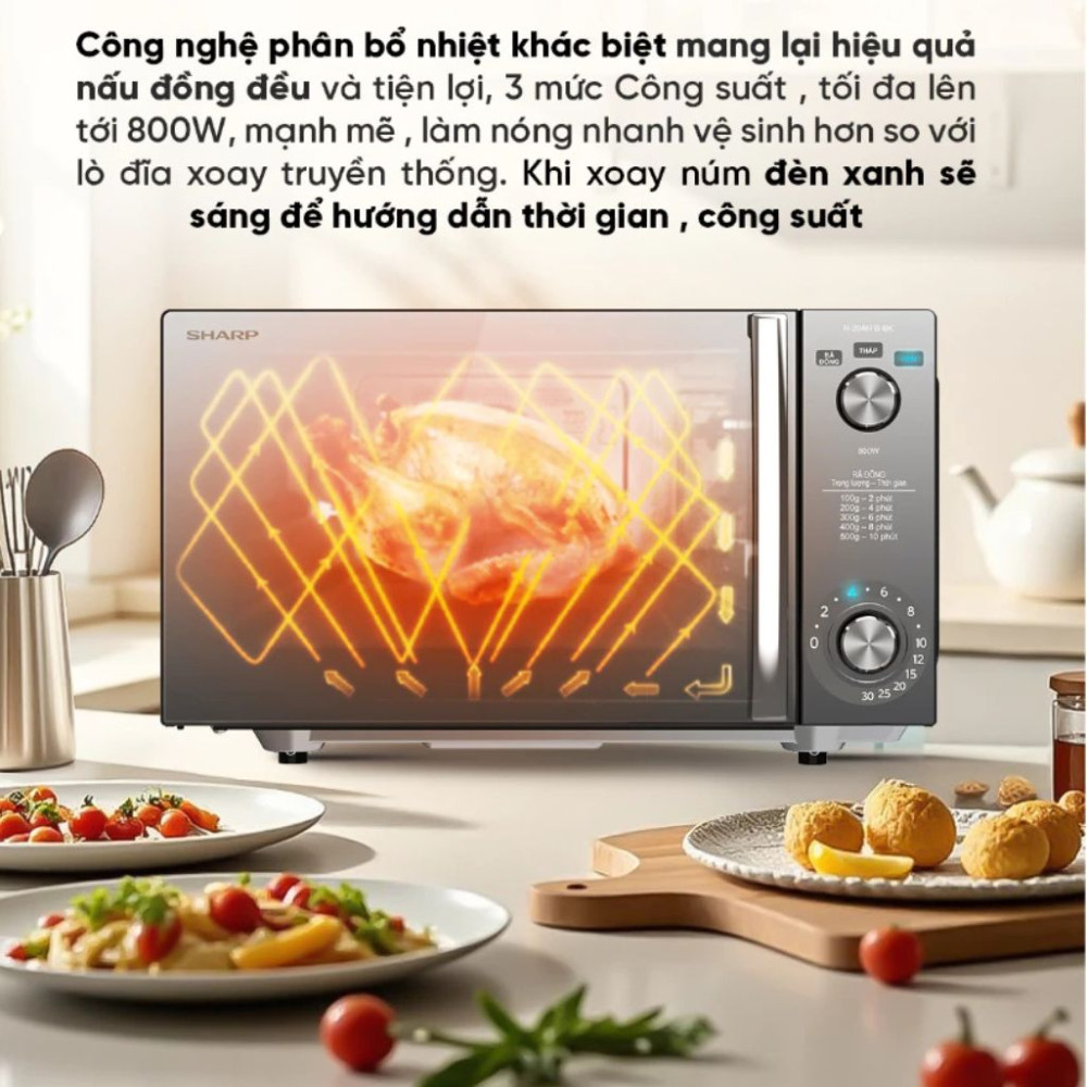 Lò vi sóng 20L Sharp R-2046FB-BK - Hàng chính hãng