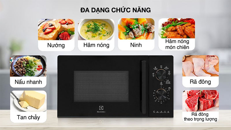 Lò vi sóng có nướng Electrolux EMG20K22B - Hàng chính hãng