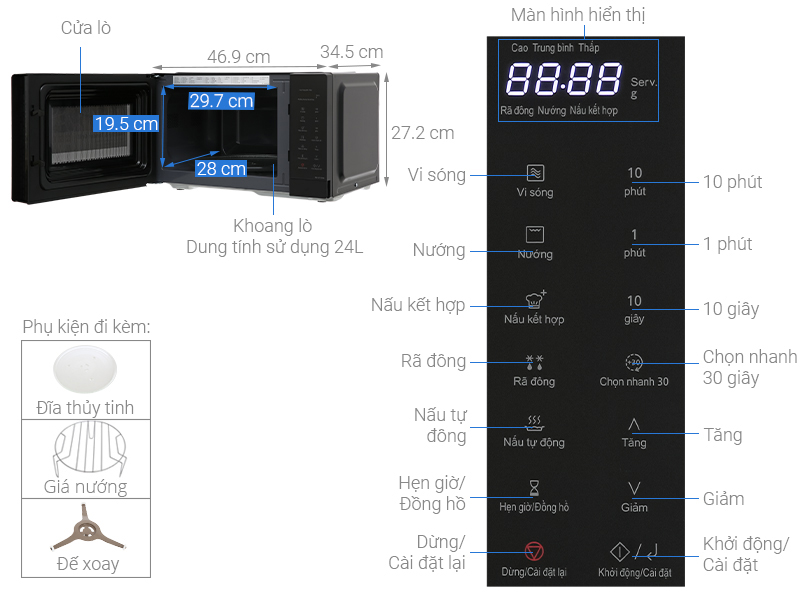 Lò vi sóng có nướng Panasonic NN-GT35NBYUE (24 lít) - Hàng chính hãng
