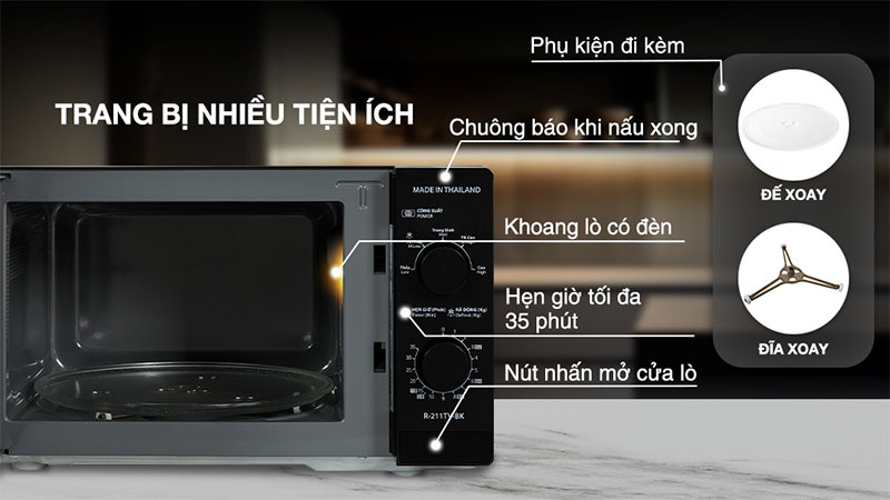 Lò vi sóng có nướng Sharp R-G211TV-BK/SL - Hàng chính hãng
