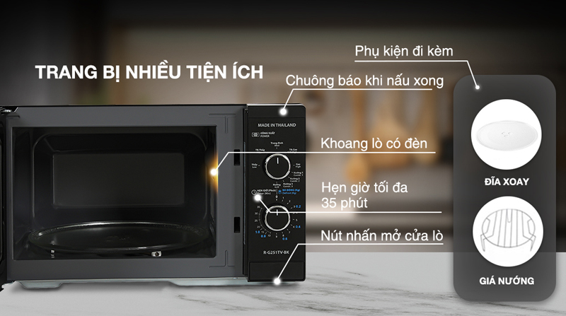 Lò vi sóng có nướng Sharp R-G251TV-BK - Hàng chính hãng