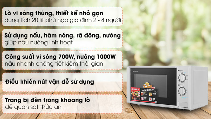 Lò vi sóng có nướng Sharp R-G228VN-SL - Hàng chính hãng