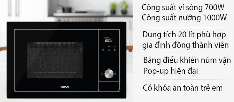 Lò vi sóng kết hợp nướng Teka ML 8200 BIS BK - Hàng chính hãng