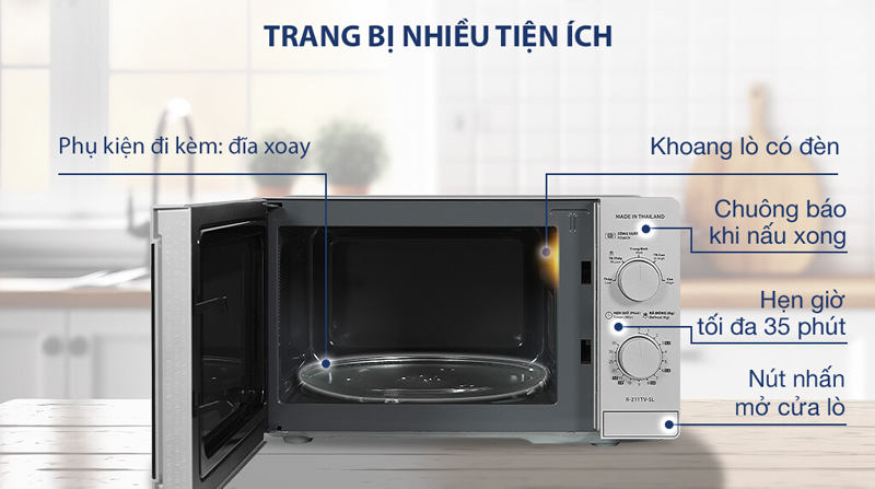 Lò vi sóng Sharp R-211TV-SL 21 lít - Hàng chính hãng