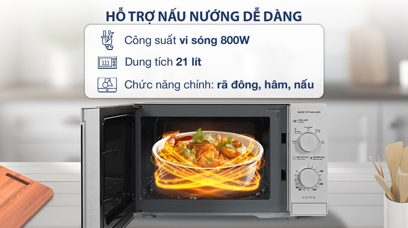 Lò vi sóng Sharp R-211TV-SL 21 lít - Hàng chính hãng