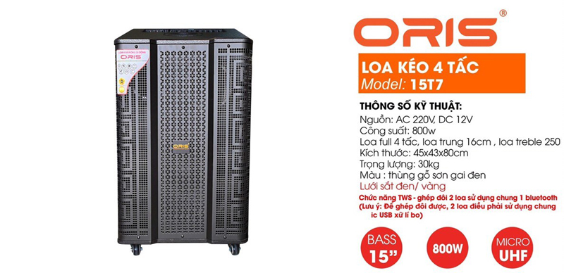 Loa kéo di động Oris 15T7 - Hàng chính hãng