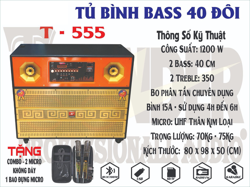 Loa kéo di động Thunder T-555 - Hàng chính hãng