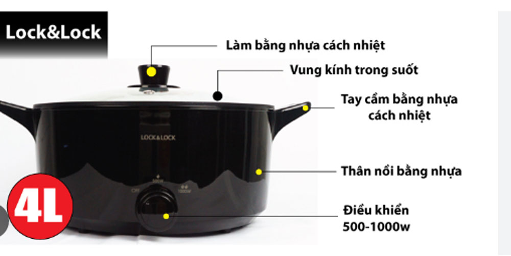 Nồi lẩu điện đa năng Lock&Lock EJP546BLK - Hàng chính hãng