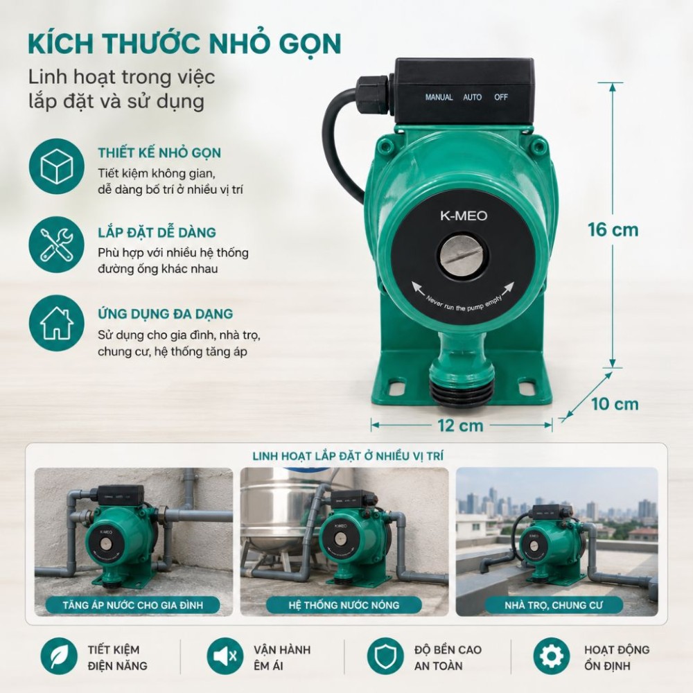 Máy bơm nước tăng áp K-MEO TK-10 - Hàng chính hãng
