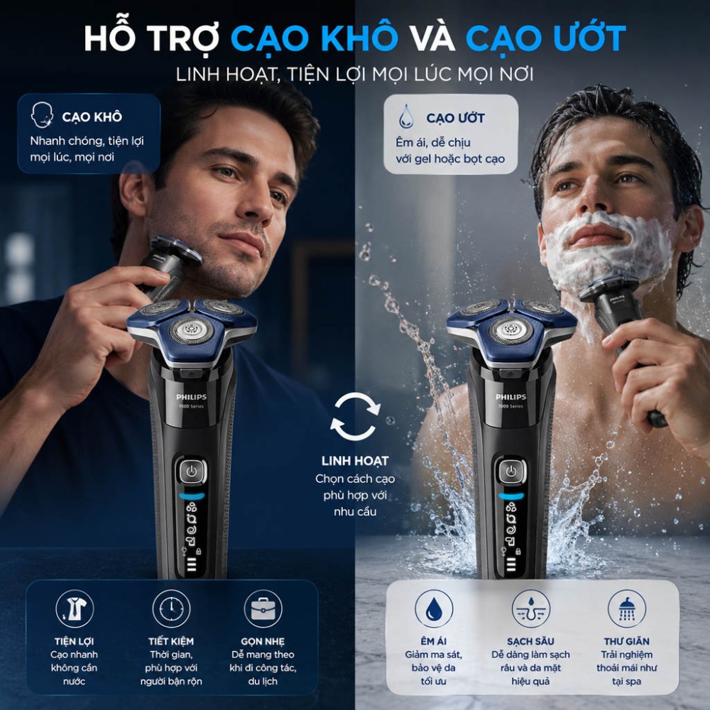 Máy cạo râu khô và ướt Philips S7886/50 - Hàng chính hãng