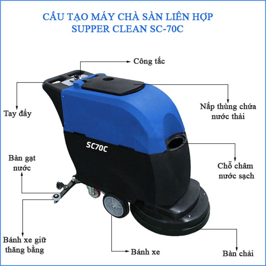 Máy chà sàn liên hợp Supper Clean SC-70C - Hàng chính hãng