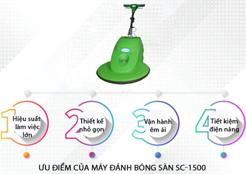Máy đánh bóng sàn công nghiệp Super Clean SC 1500 - Hàng chính hãng