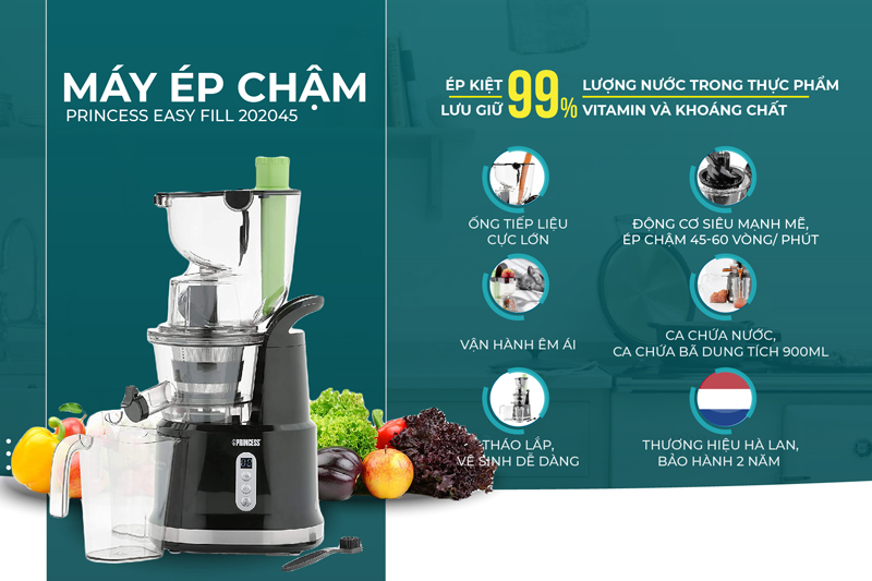 Máy ép chậm Princess Easy Fill 202045 - Hàng chính hãng