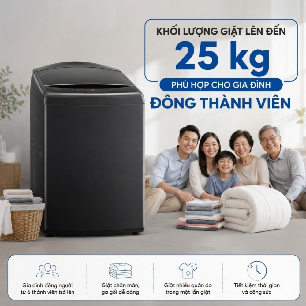 Máy giặt LG AI DD Inverter 25 kg TV2725SV9J - Hàng chính hãng