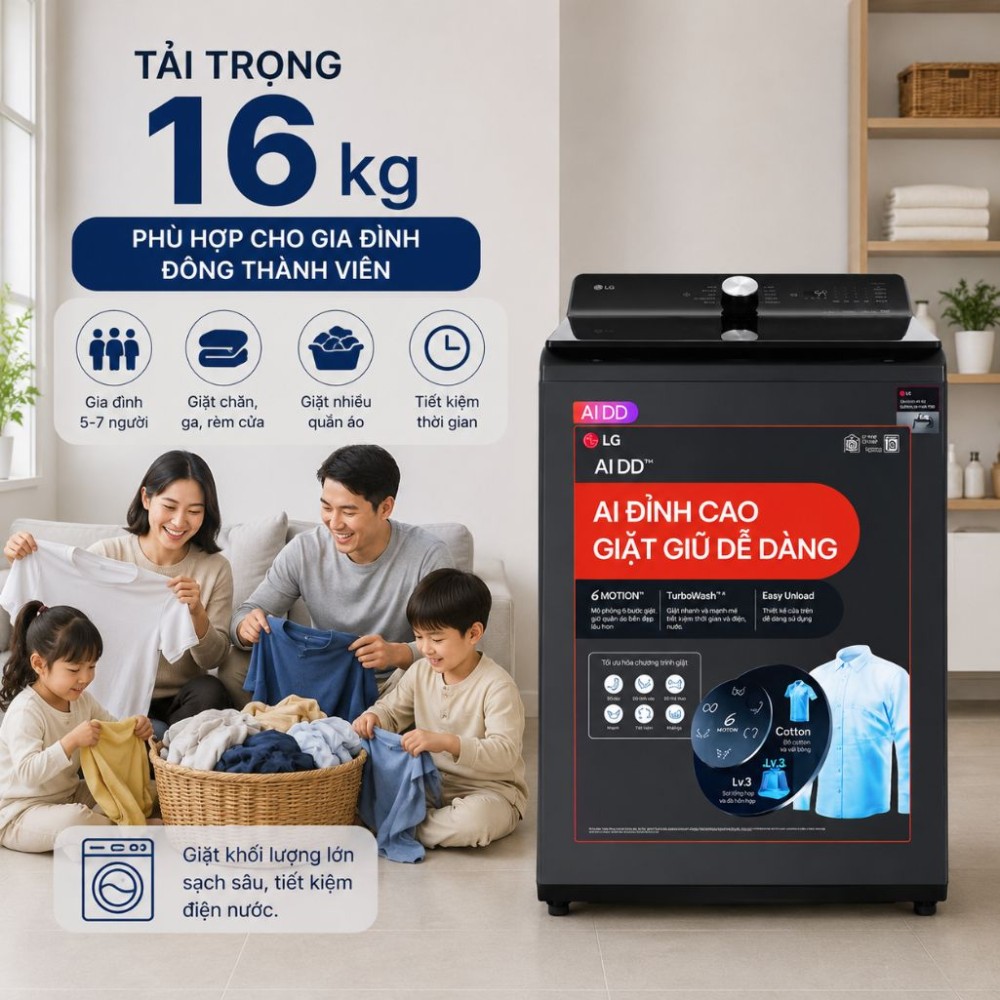 Máy giặt LG AI DD Inverter 16 kg T2516DX5G - Hàng chính hãng
