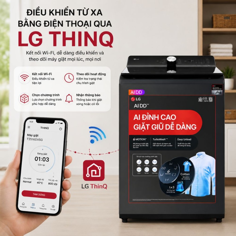 Máy giặt LG AI DD Inverter 16 kg T2516DX5G - Hàng chính hãng