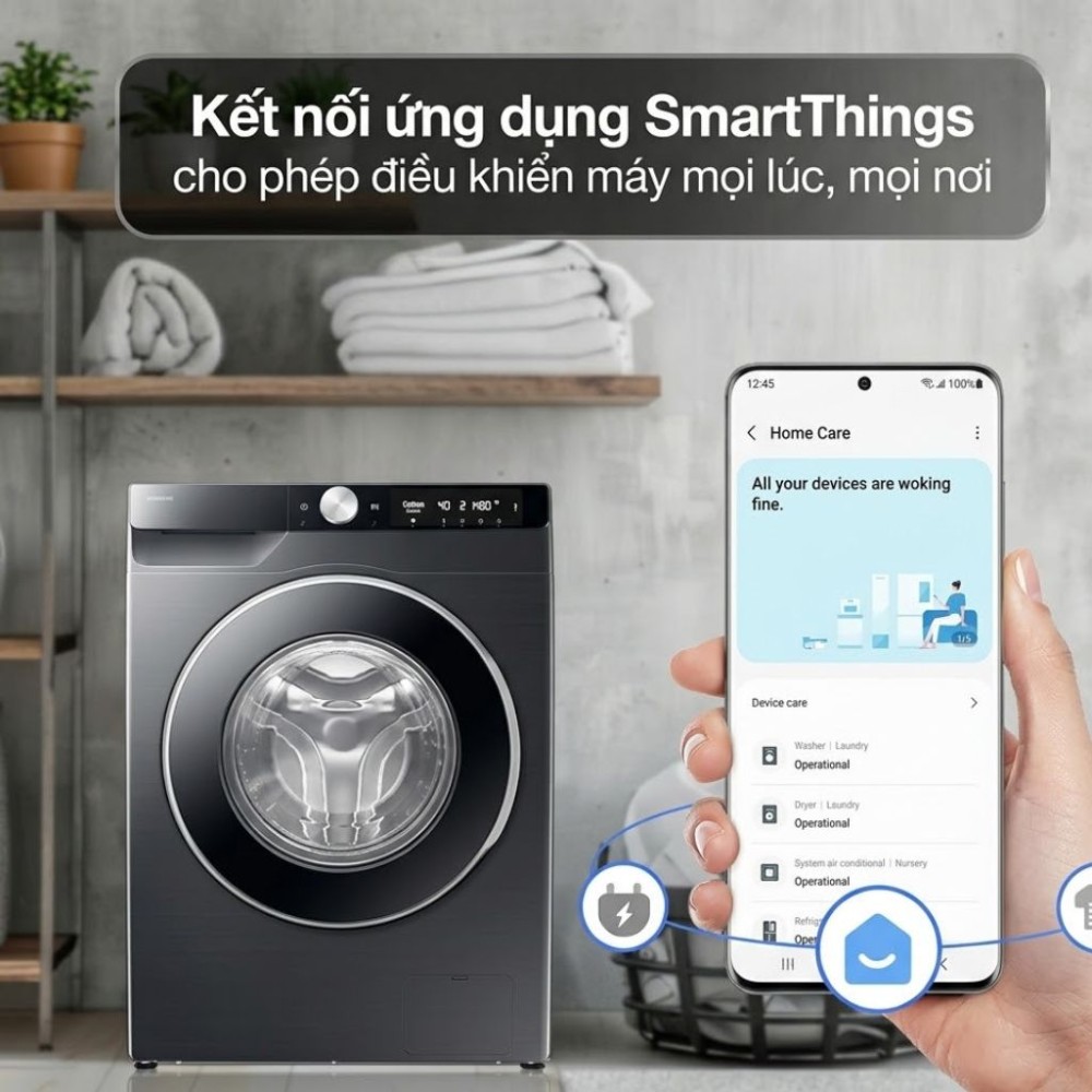 Máy giặt Samsung Inverter 10 kg WW10DB7U34GBSV - Hàng chính hãng