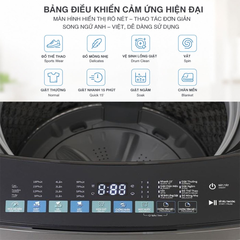 Máy giặt Sharp Inverter 15 kg ES-TM150CD-DS - Hàng chính hãng