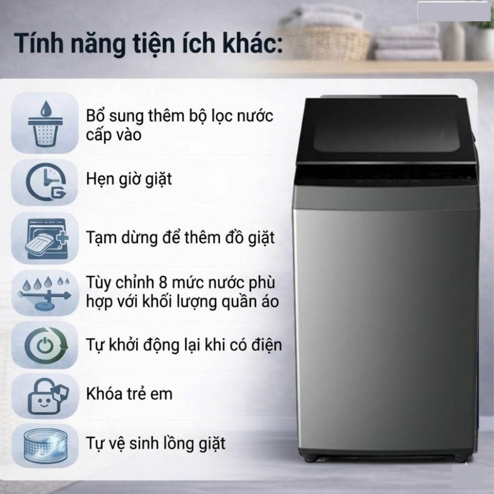 Máy giặt Toshiba Inverter 12 kg AW-DUK1300KV(SG) - Hàng chính hãng